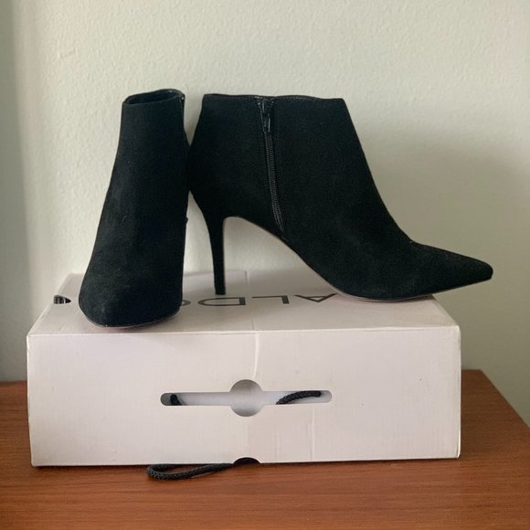 Aldo Black Suede Ankle Booties - Size 10 NEW - Picture 2 of 3